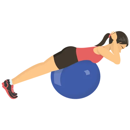 Girl exercising with gym ball Illustration