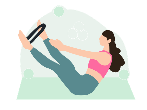 Girl exercising with resistance band  Illustration