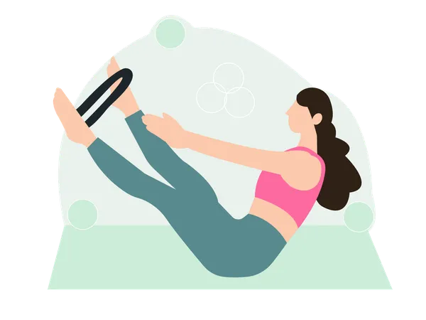 Girl exercising with resistance band  Illustration