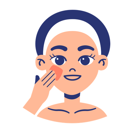Girl Exfoliate Her Face  イラスト
