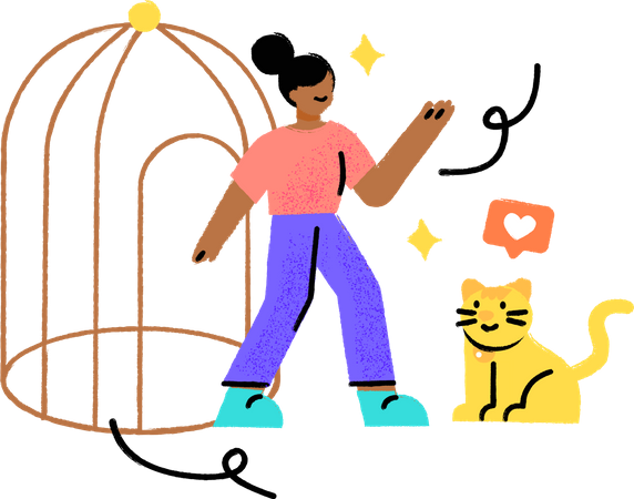 Girl exit her mental cage  Illustration