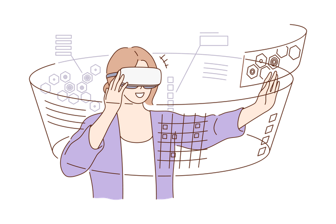 Girl experience meta world  Illustration
