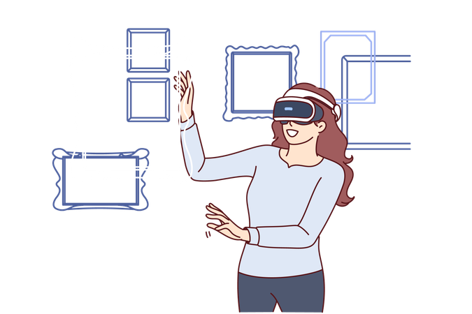 Girl experiences VR experience  Illustration