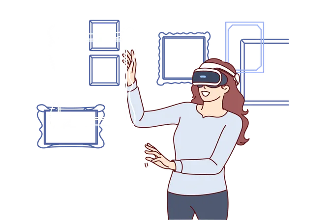 Girl experiences VR experience  Illustration