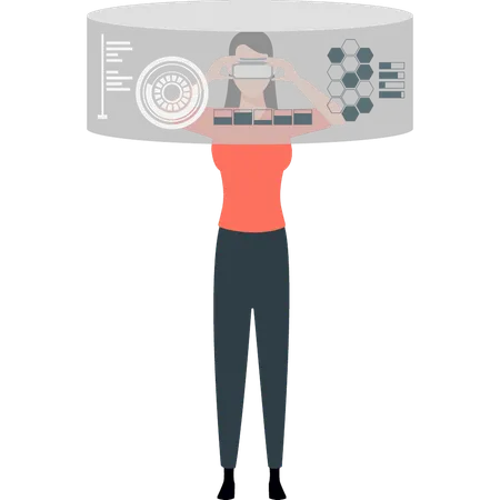 Girl experiencing metaverse platform  Illustration