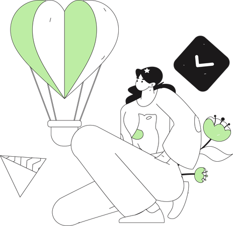 Girl experiencing woman's day joy  Illustration