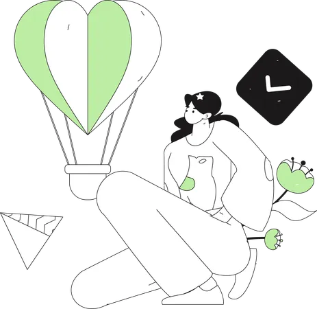 Girl experiencing woman's day joy  Illustration