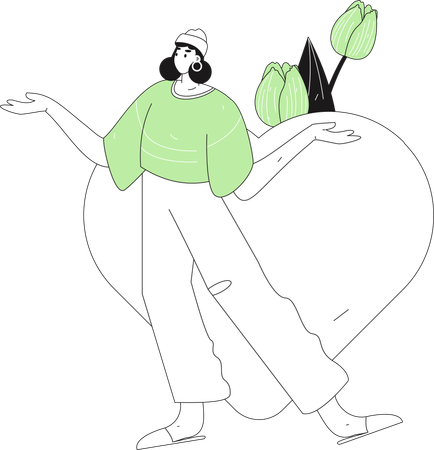 Girl experiencing woman's day joy  Illustration