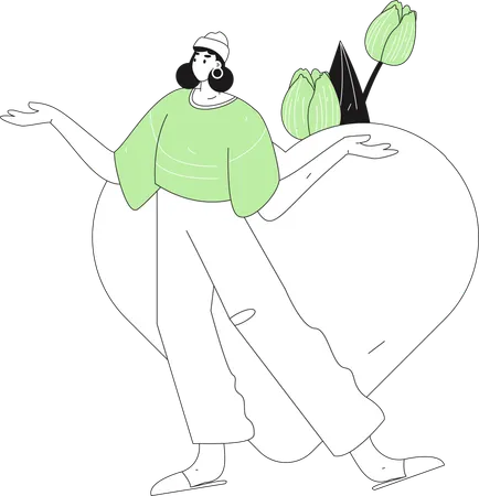Girl experiencing woman's day joy  Illustration