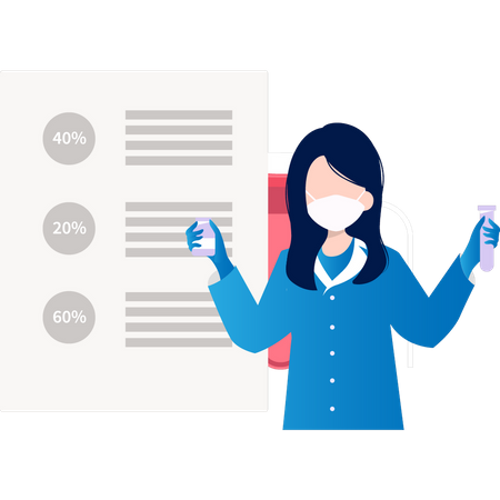 Girl experimenting with test samples  Illustration