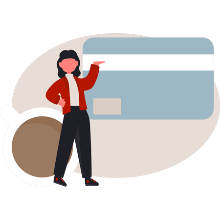 Girl  explain about debit card  Illustration