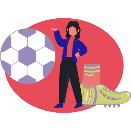 Girl explain about soccer football  Illustration