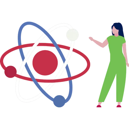 Girl explain nuclear structure  Illustration