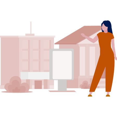 Girl explain solar board  Illustration