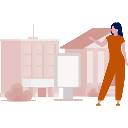 Girl explain solar board  Illustration