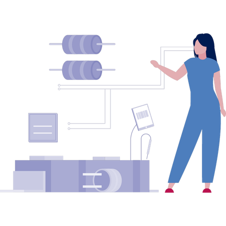 Girl explaining AI data server analyst  Illustration