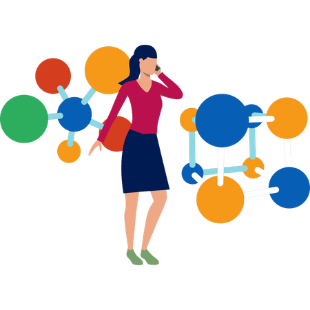 Girl explaining chemical formulas on moblie  Illustration