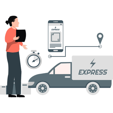 Girl explaining express delivery  Illustration