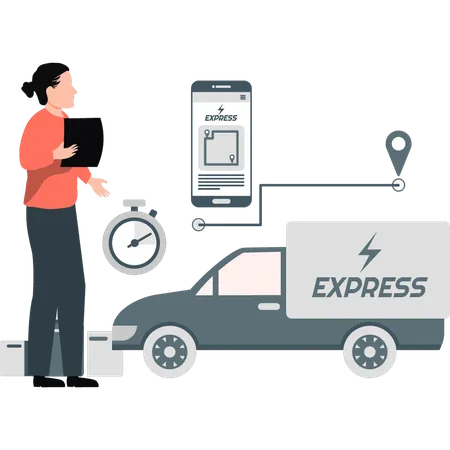 Girl explaining express delivery  Illustration