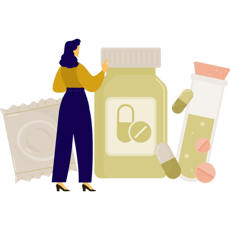 Girl explaining HIV medicine  Illustration