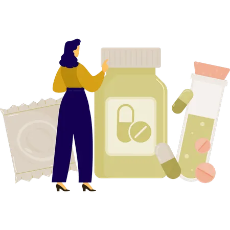 Girl explaining HIV medicine  Illustration
