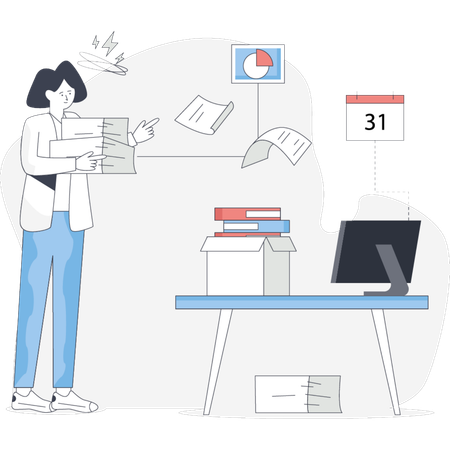Girl  explaining workload  Illustration