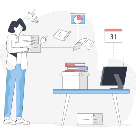 Girl  explaining workload  Illustration