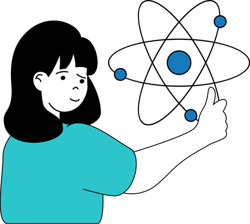 Girl explains genetic network  イラスト