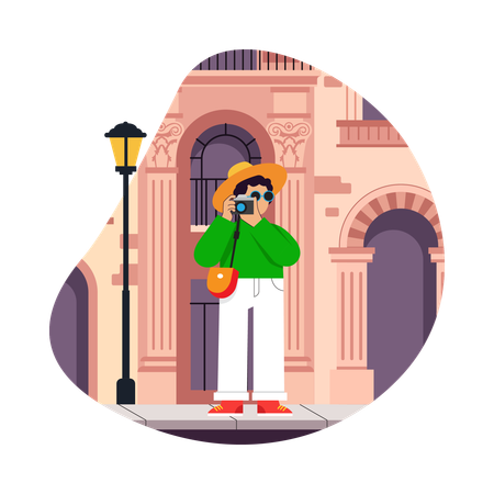 Girl Exploring Indian Architecture  Illustration