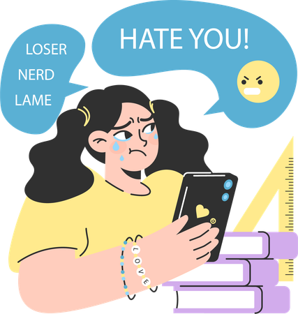 Girl faces cyber bully  イラスト