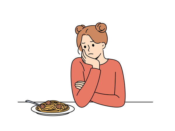 Girl faces loss of appetite  Illustration