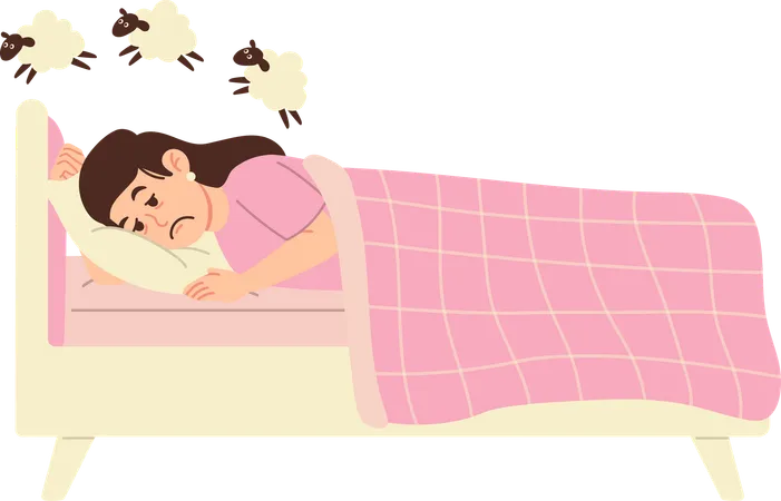 Girl faces sleeping disorder impact  Illustration