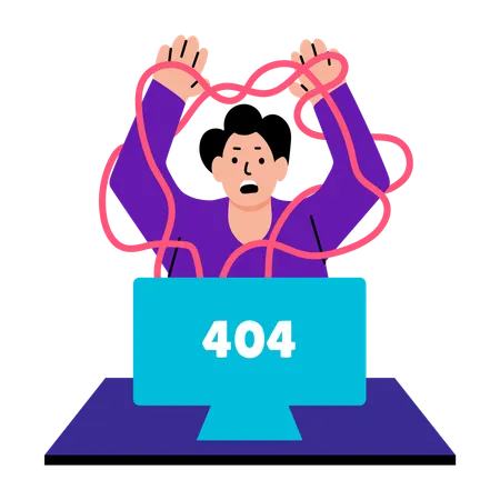 Girl facing 404 error  Illustration