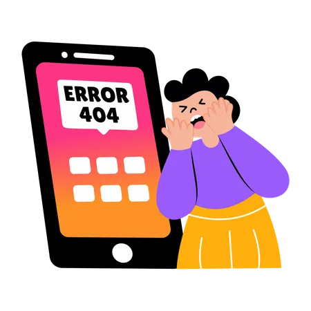 Girl facing app error  Illustration