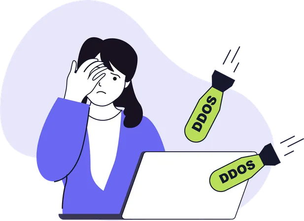 Girl facing ddos attack  Illustration