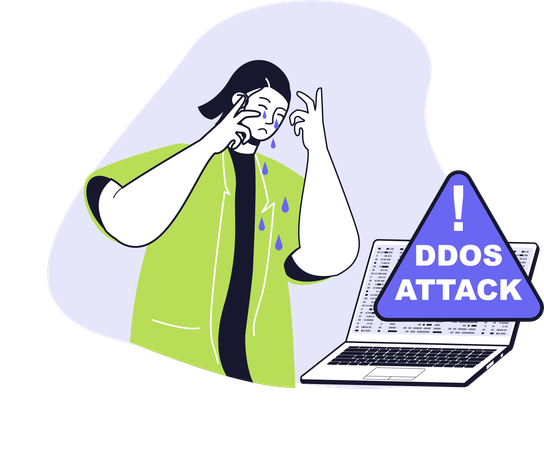 Girl facing ddos attack  Illustration
