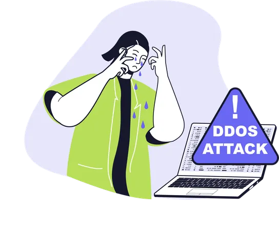 Girl facing ddos attack  Illustration
