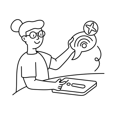 Girl facing signal problem  Illustration