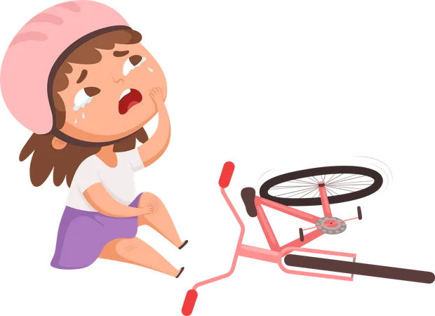Girl fallen from bicycle Illustration