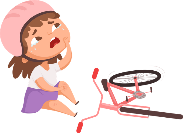 Girl fallen from bicycle  Illustration