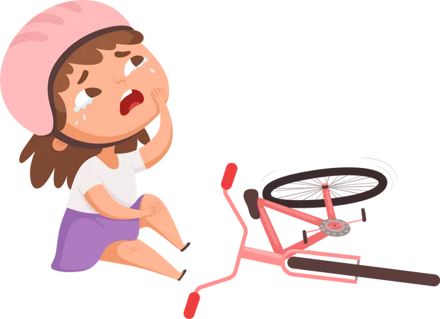 Girl fallen from bicycle  Illustration