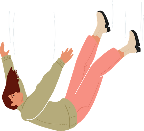 Girl falling from height Illustration