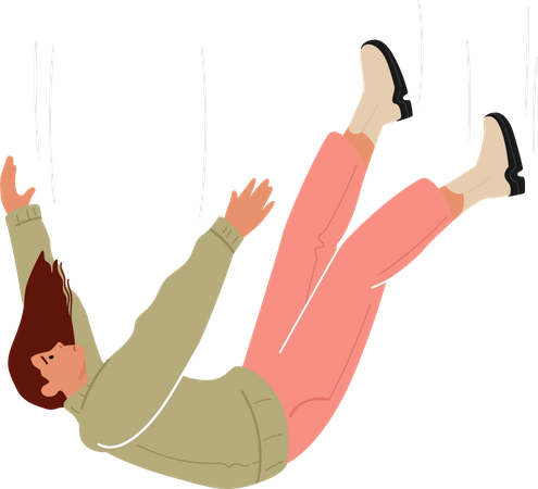 Girl falling from height  イラスト