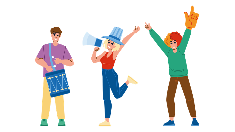 Girl fan is encouraging his team  Illustration