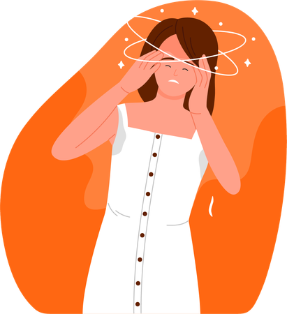 Girl Feel Dizziness  Illustration