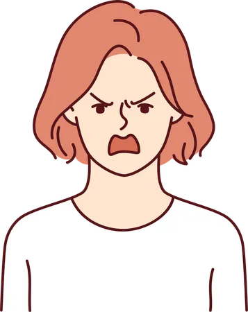 Girl feeling angry and frustration  Illustration