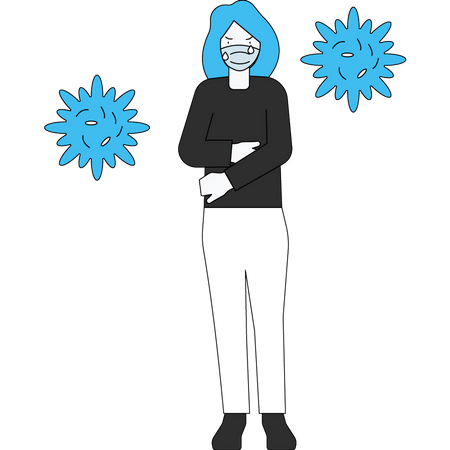 Girl feeling angry because of the corona virus  Illustration