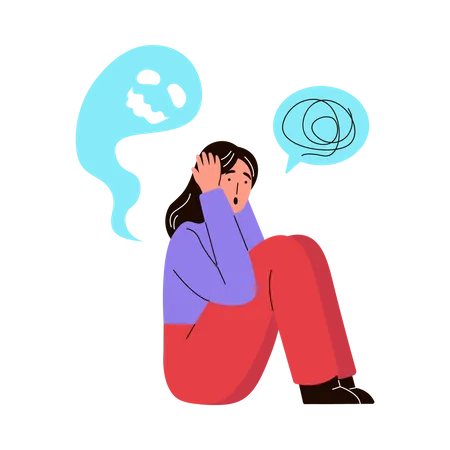 Girl feeling anxiety disorder  Illustration