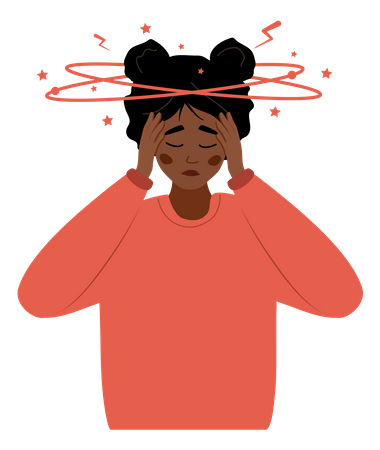 Girl feeling fatigue due to anemia  Illustration