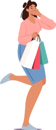 Girl feeling happy after shopping  Illustration